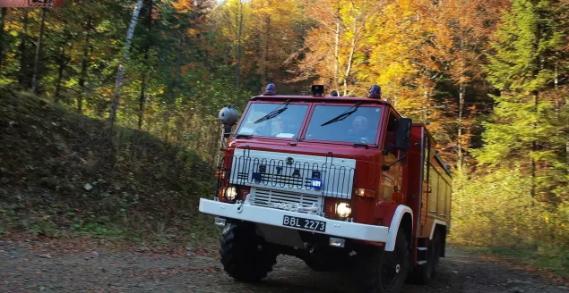 Pozorowany pożar na zboczu Magurki Wilkowickiej - 17.10.2017